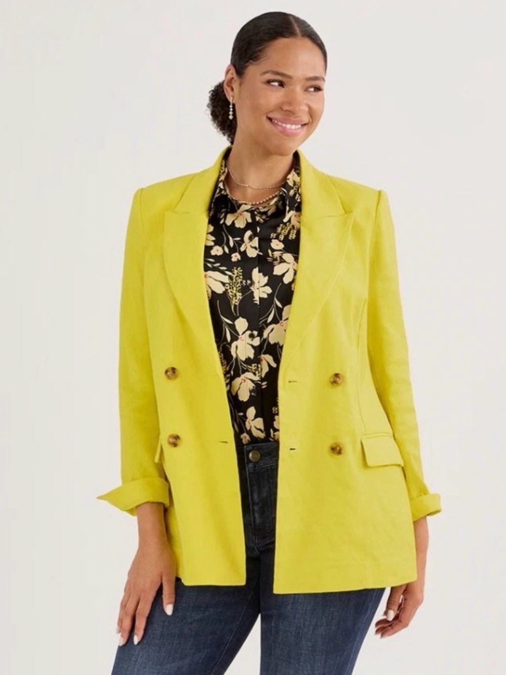 Cabi Glow Up Bright Yellow Linen Blazer Spring 2025 - #6673 Medium